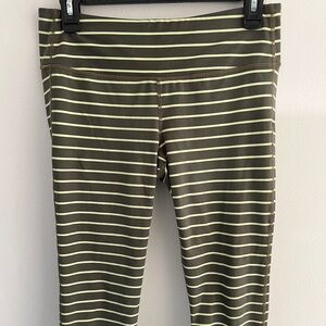 Athleta Chaturanga Striped Capri in Olive Green & Yellow